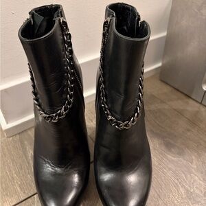 All Saints Black Ankle Boots with Chain Detail